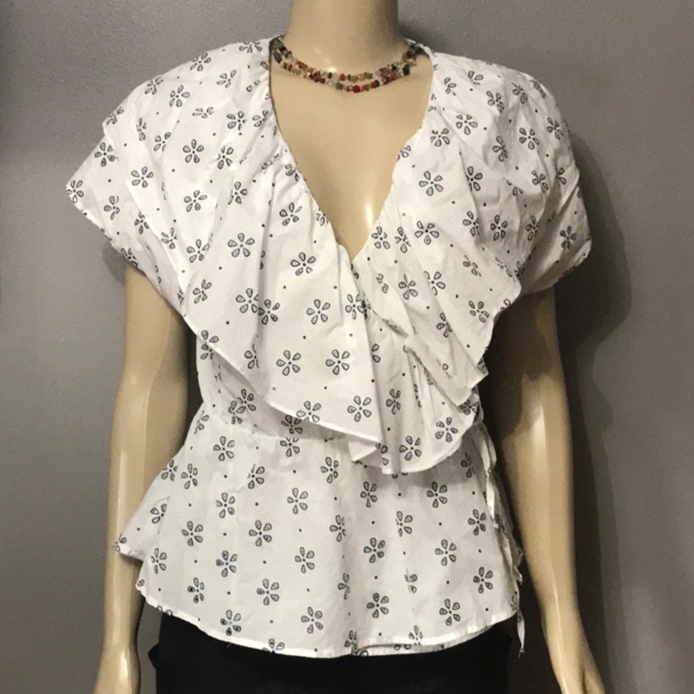 Zara blue floral elastic wrap Sz S